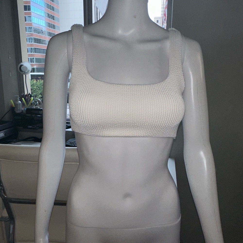 White Ribbed Crop Top - Picture 6 of 9